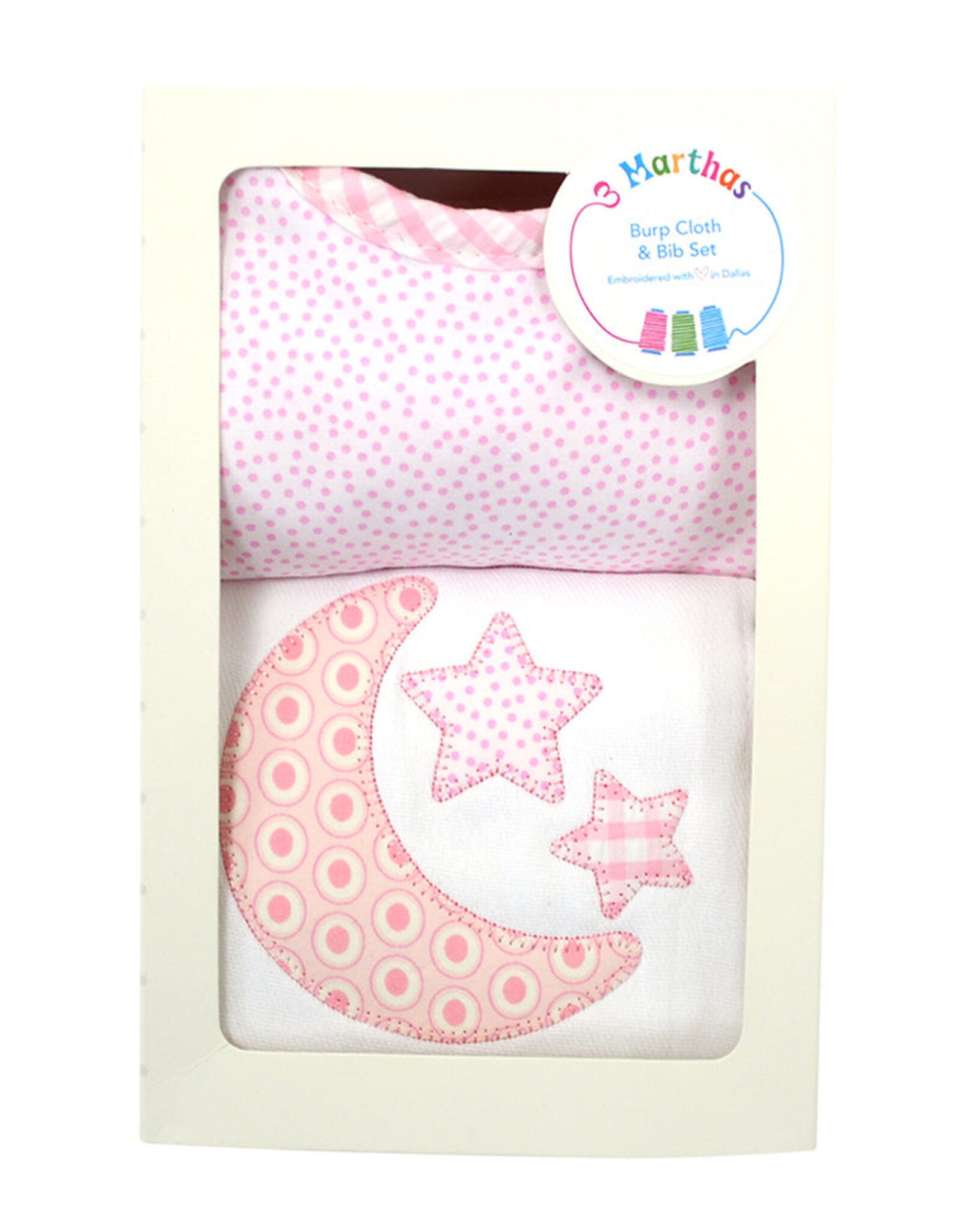 3 Marthas 3M boxed burp/bib set lullaby pink