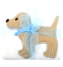 3 Marthas appliqued burp pad lab puppy blue
