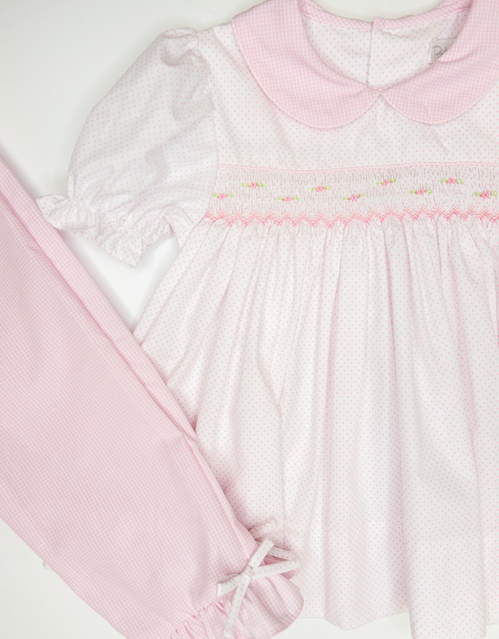 Petit Ami 3-4367 Pink Dot Smocked Pant Set