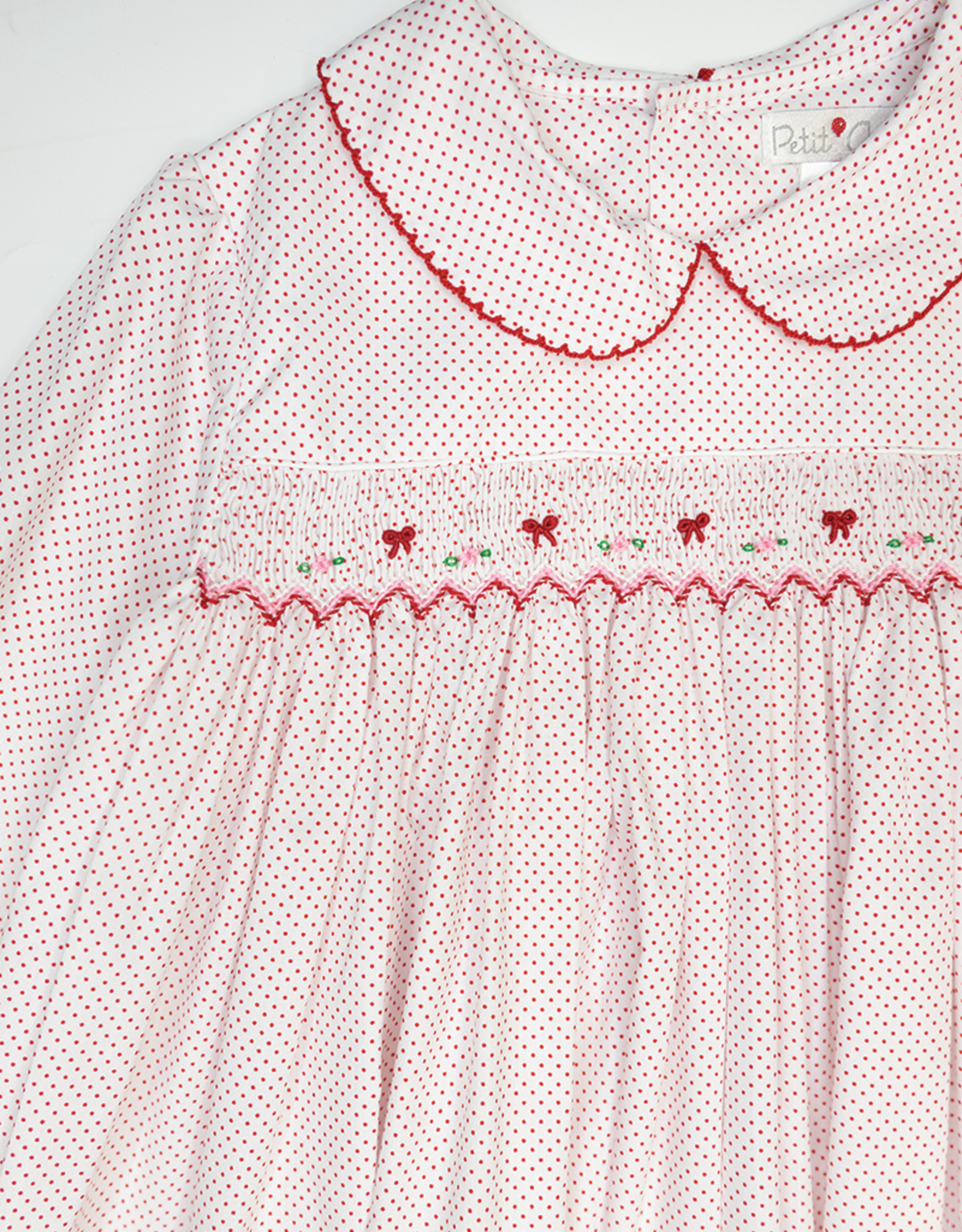 Petit Ami 4372 Red Smocked bow Pant Set