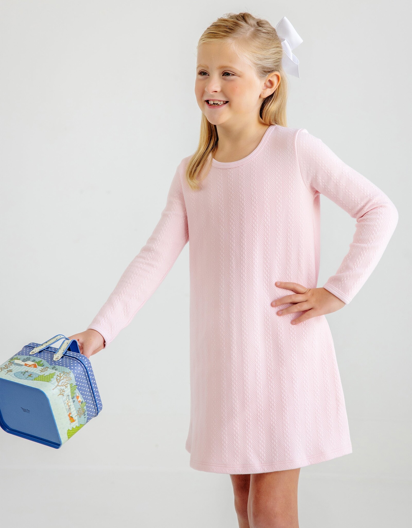 TBBC LS Polly Play Dress Quilted Palm Beach Pink