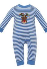 Claire and Charlie 5071H Reindeer Face Stripe Romper