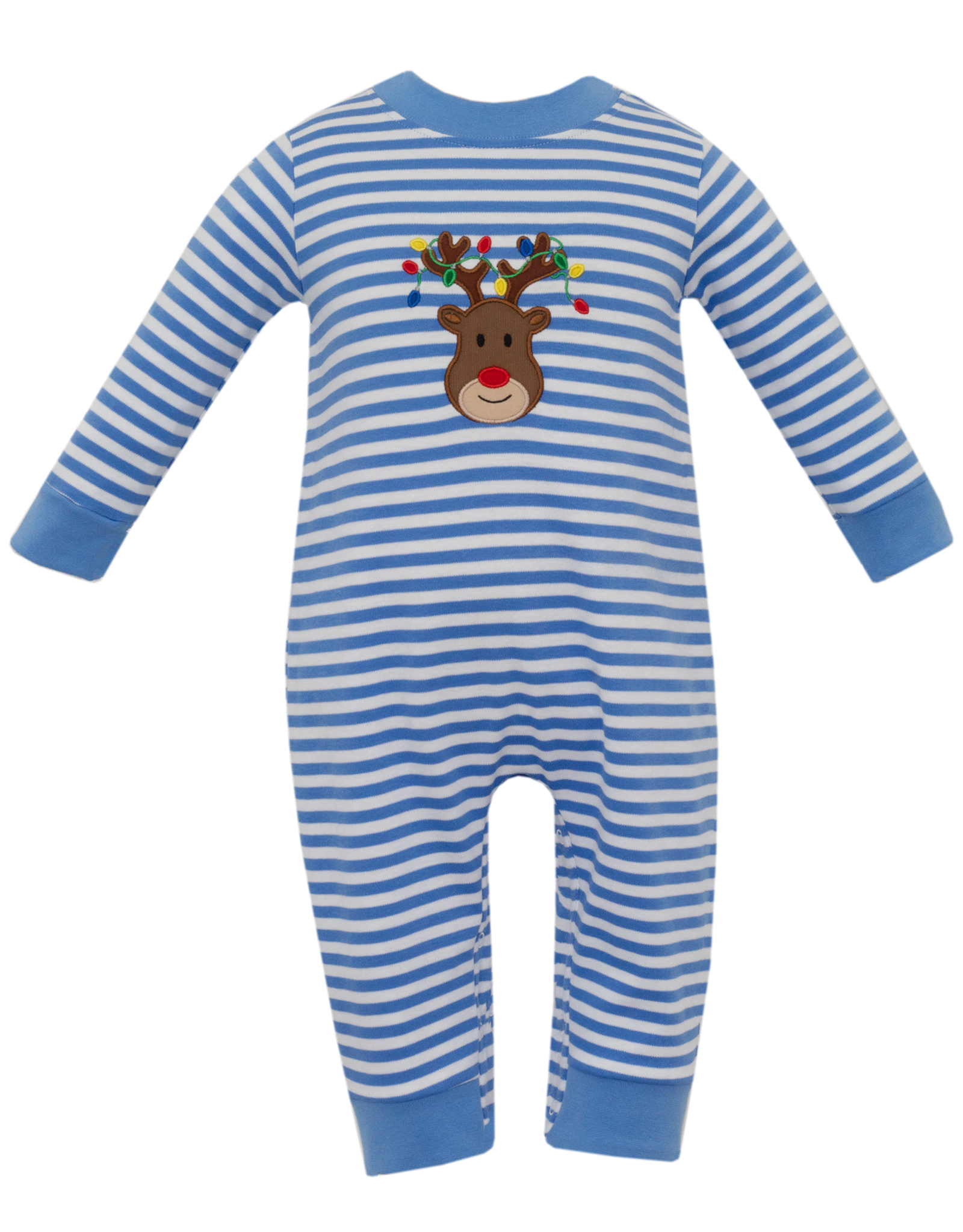 Claire and Charlie 5071H Reindeer Face Stripe Romper