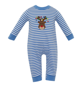 Claire and Charlie Reindeer Face Stripe Romper