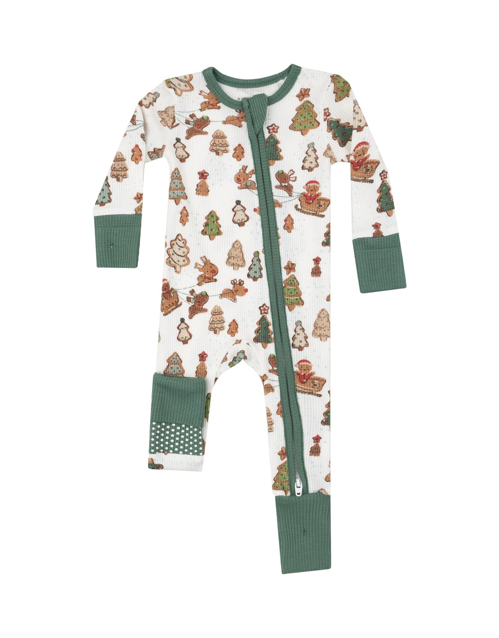 Angel Dear ADF24 2 Way Zipper Romper Gingerbread Sleigh Ride