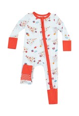 Angel Dear ADF24 2 Way Zipper Romper Vintage Christmas Trees Blue