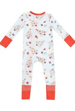 Angel Dear ADF24 2 Way Zipper Romper Vintage Christmas Trees Blue