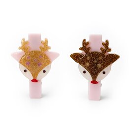 Lilies & Roses Alligator Clips Reindeer Gold Brown