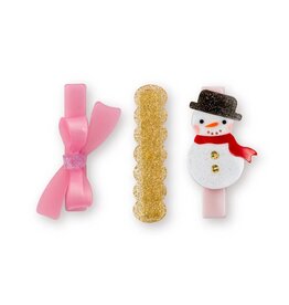 Lilies & Roses Alligator Clips Snowman Pink Bow