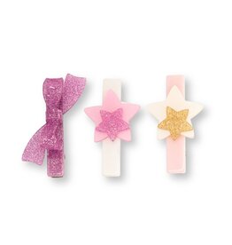 Lilies & Roses Alligator Clips Stars pink Gold/Pink Bow