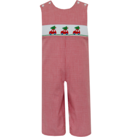 Petit Bebe Red Check Tree/Car Smocked Jon Jon