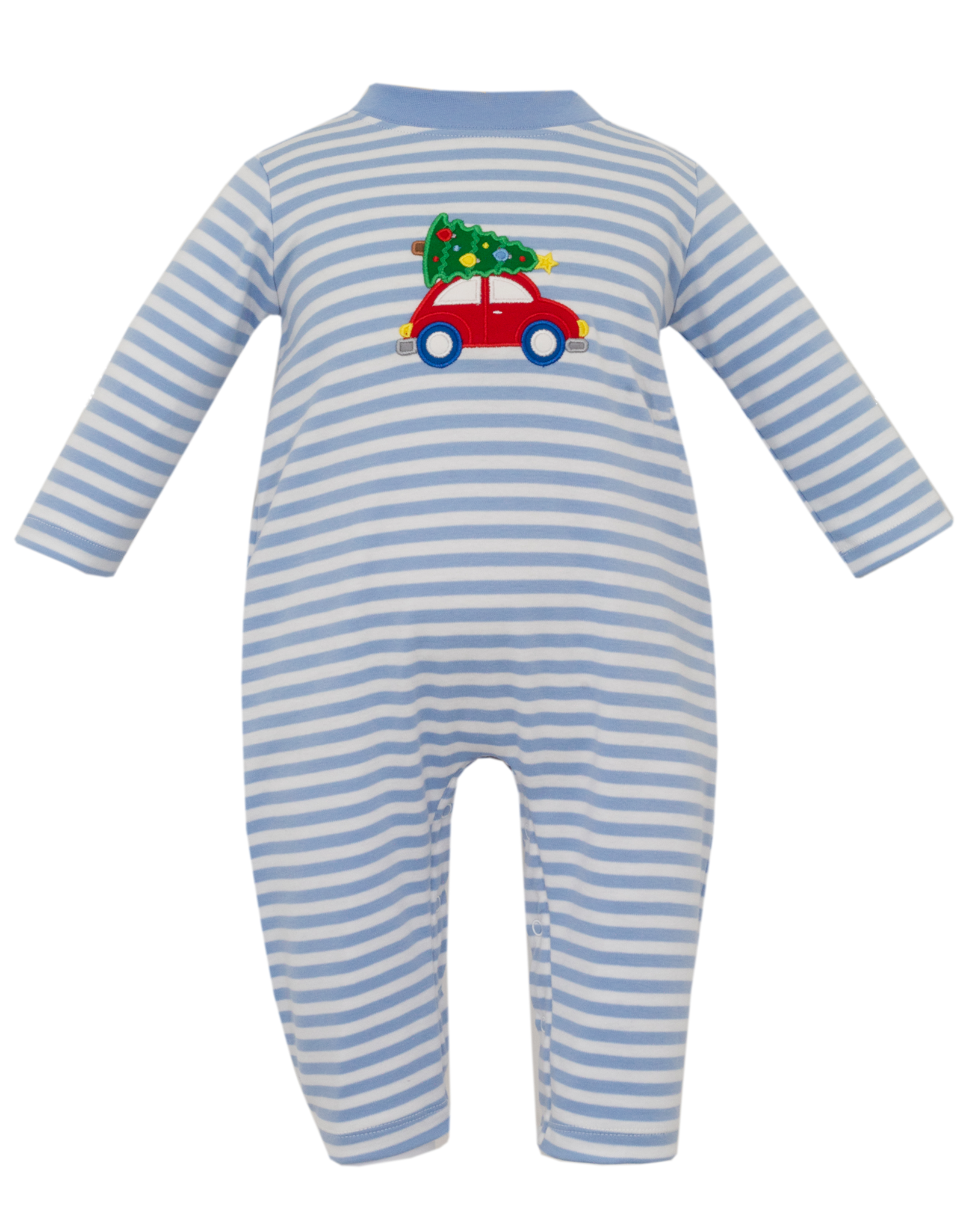 Claire and Charlie 5020H Car/Tree Blue Stripe Romper
