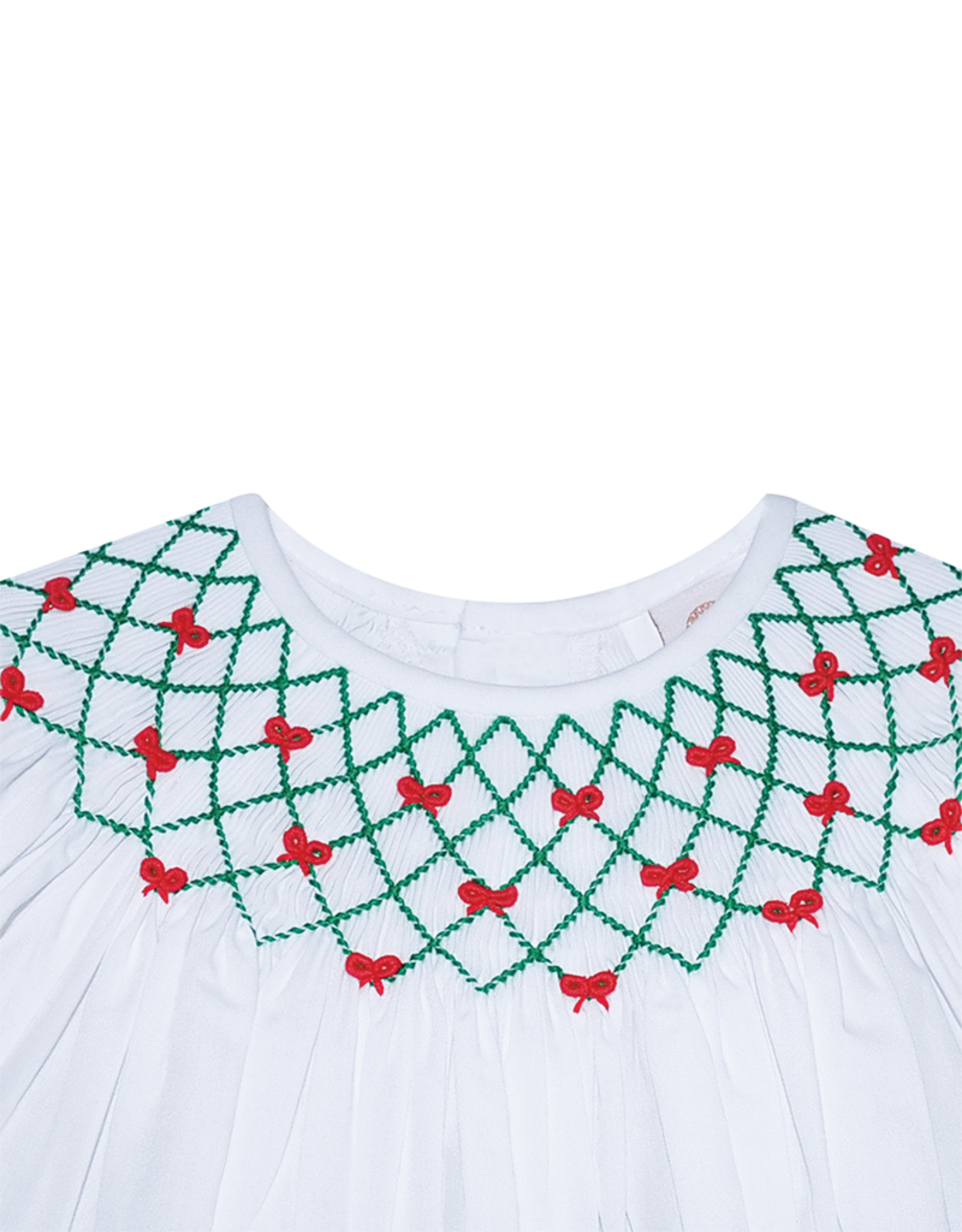 Phoenix & Ren PR431BD Beatrice White Red/Green Smocked Bishop Dress