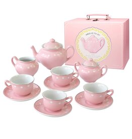 Bright Stripes Porcelain Tea Set Pink