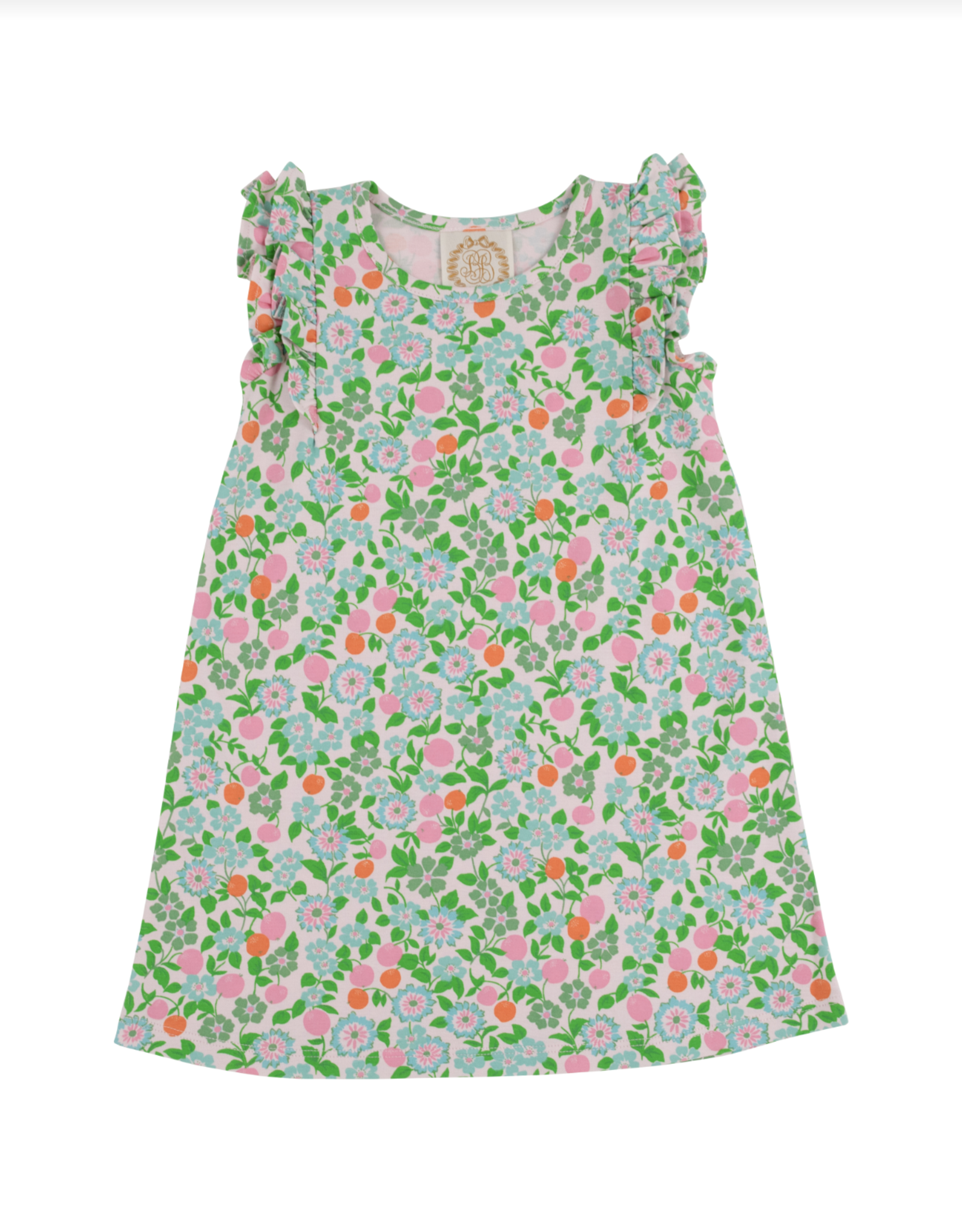 TBBC Ruehling Ruffle Dress Natchez and Nectarines