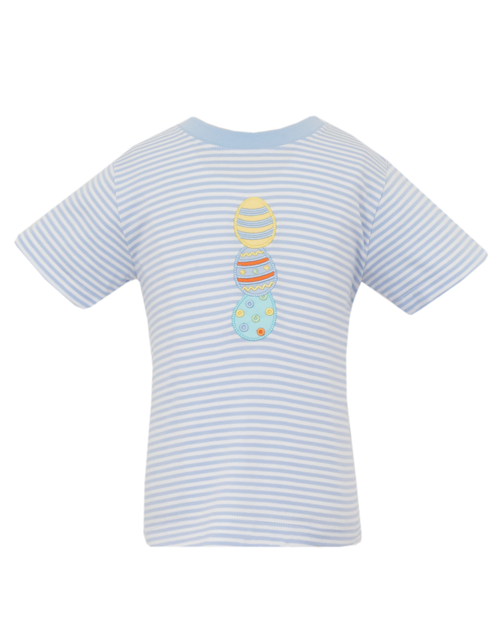 Claire and Charlie 5004P Blue Stripe Easter Eggs Shirt