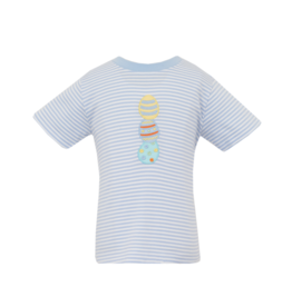 Claire and Charlie Blue Stripe Easter Eggs Shirt