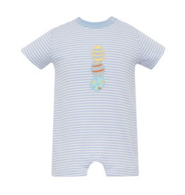 Claire and Charlie Blue Stripe Easter Eggs Romper