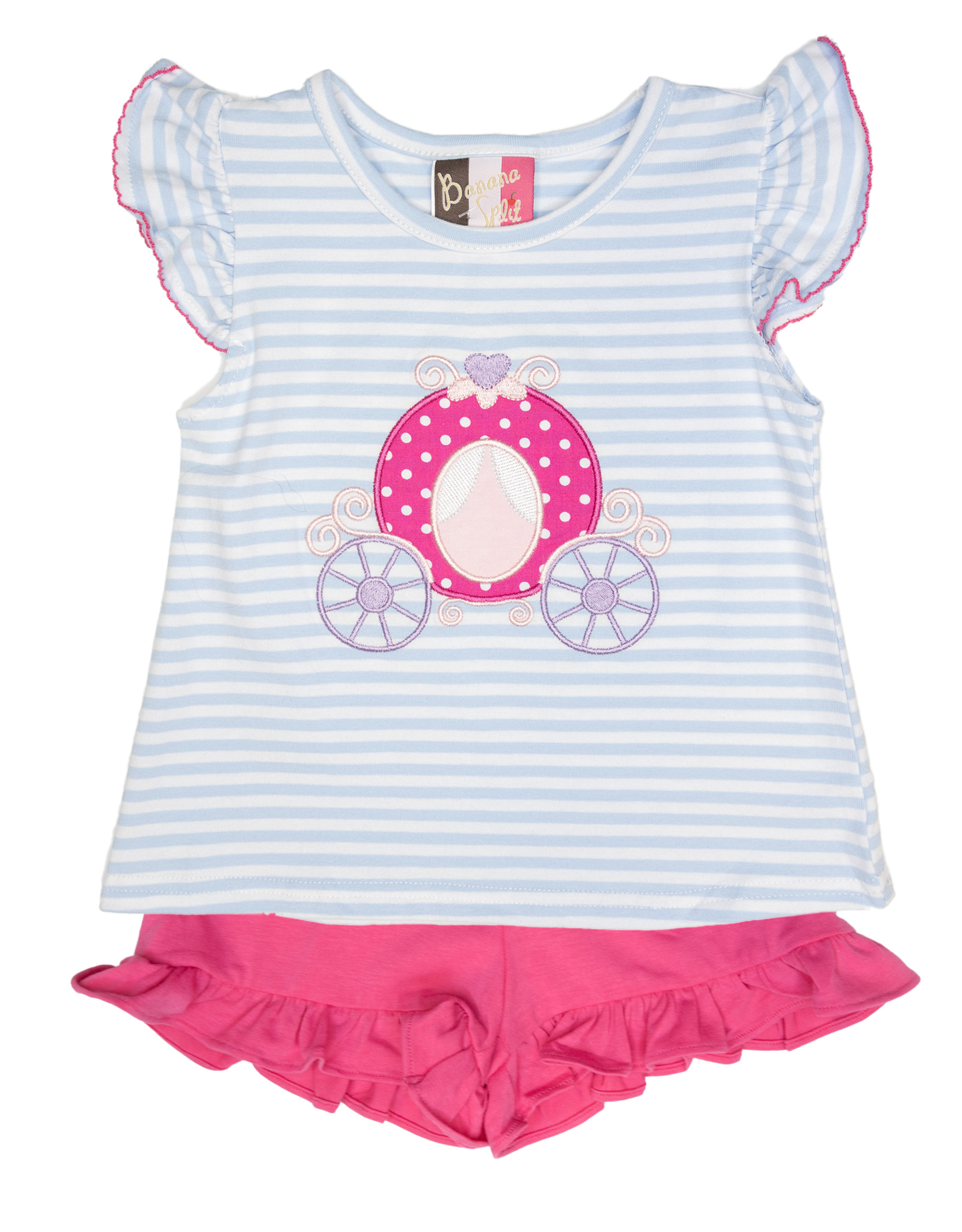 Banana Split 391 Carriage Applique Short Set