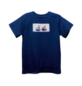 Vive la Fete Smocked Shirt Navy Tugboats