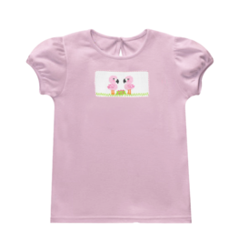 Vive la Fete Girl Smocked Shirt Flamingo