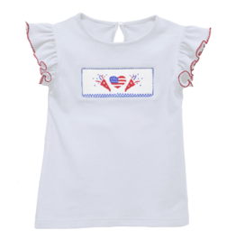 Vive la Fete Girl Smocked Shirt 4th of July