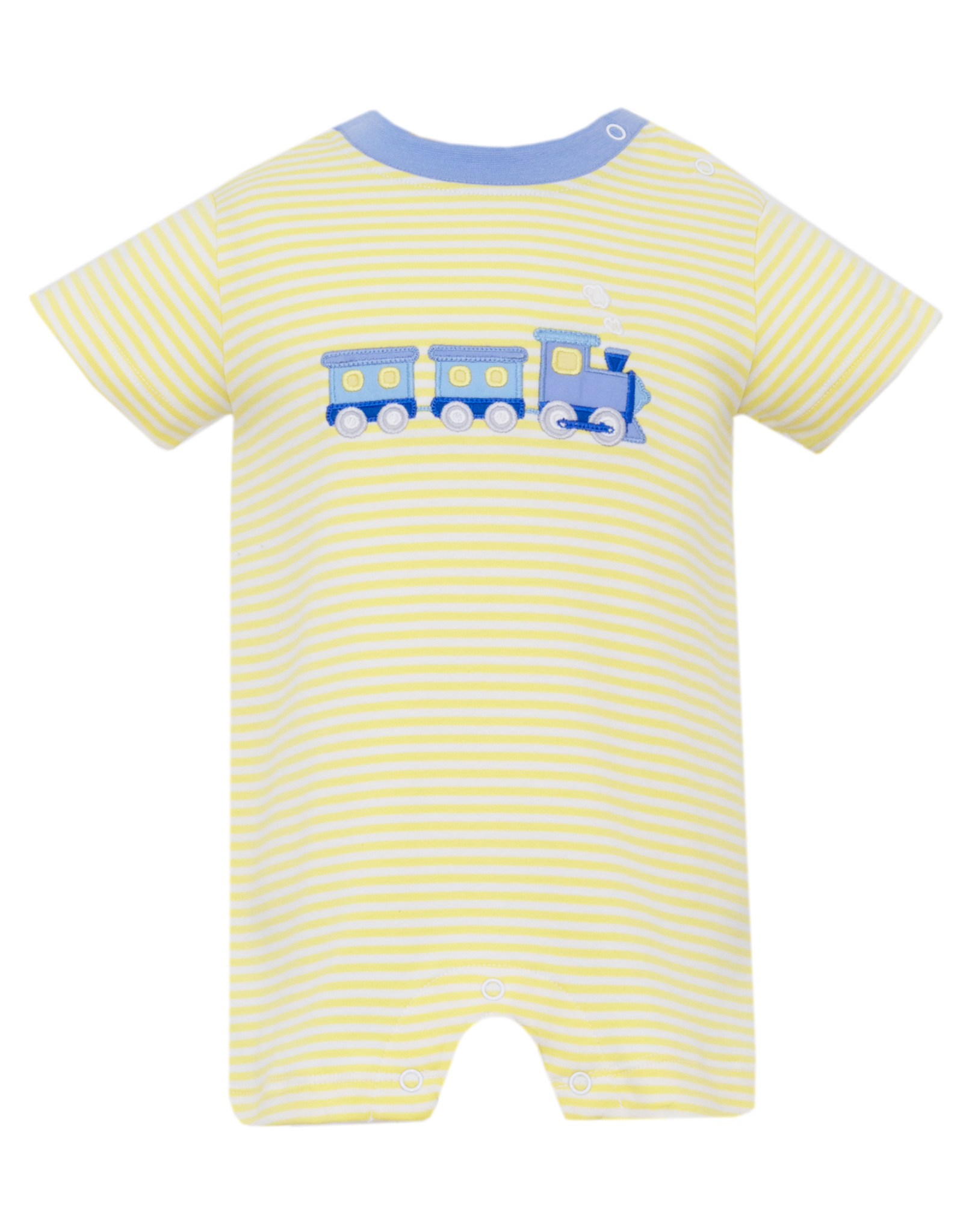 Claire and Charlie 5051H Yellow Stripe Train Romper