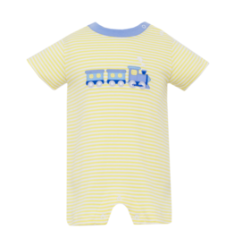 Claire and Charlie Yellow Stripe Train Romper