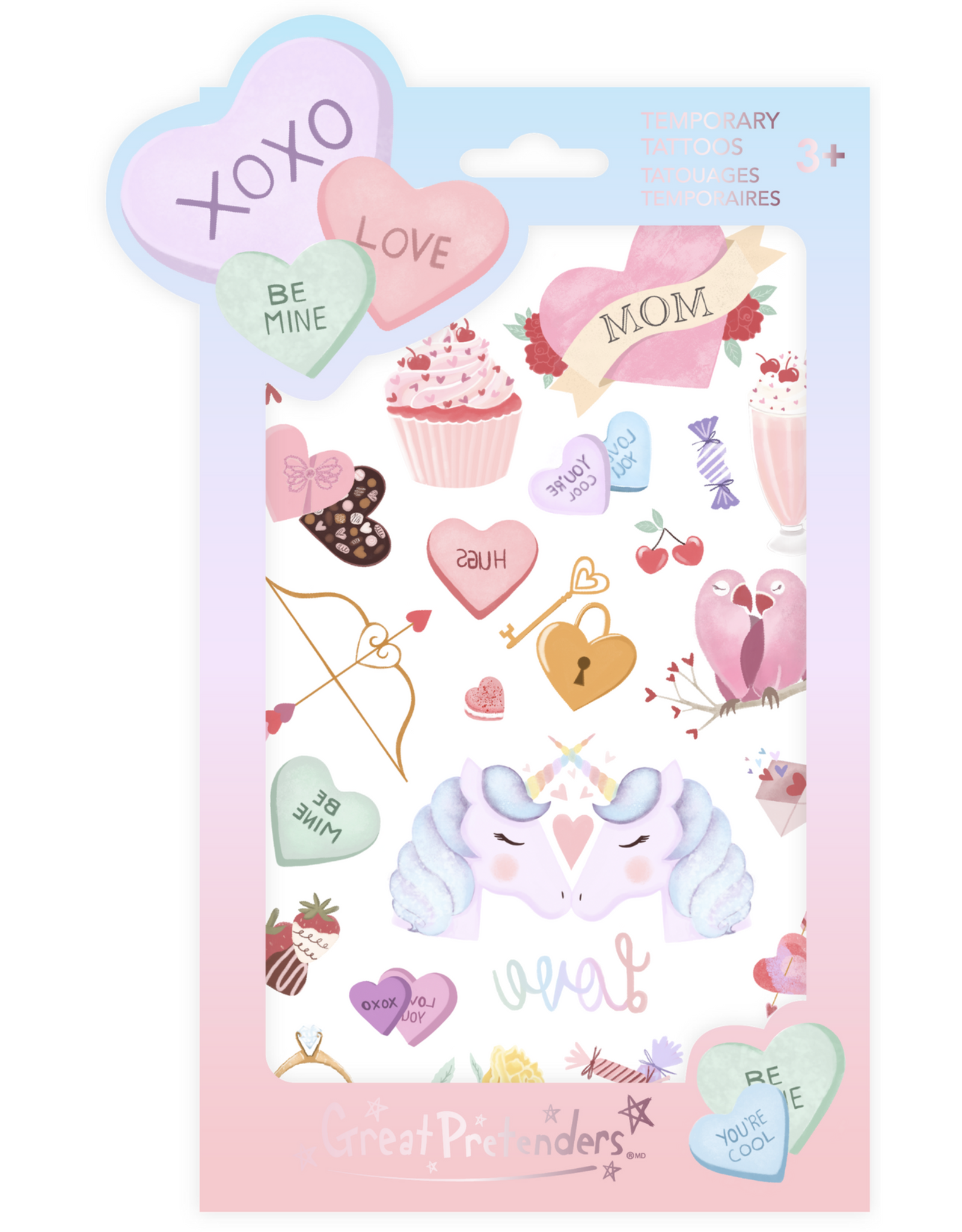GreatPretenders 97468 Candy Heart Valentine Temporary Tattoos