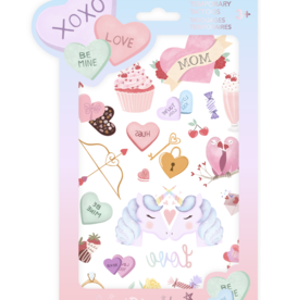GreatPretenders Candy Heart Valentine Temporary Tattoos