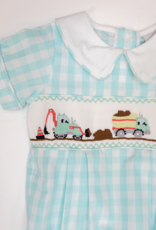 Delaney 56 Mint Check Smocked Construction Bubble
