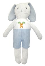 Petit Ami D1655 Knit Bunny Boy Blue Check Romper