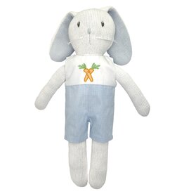 Petit Ami Knit Bunny Boy Blue Check Romper