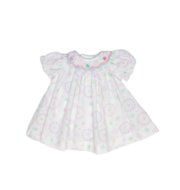 Petit Ami Smocked Doll Dress Floral Circles
