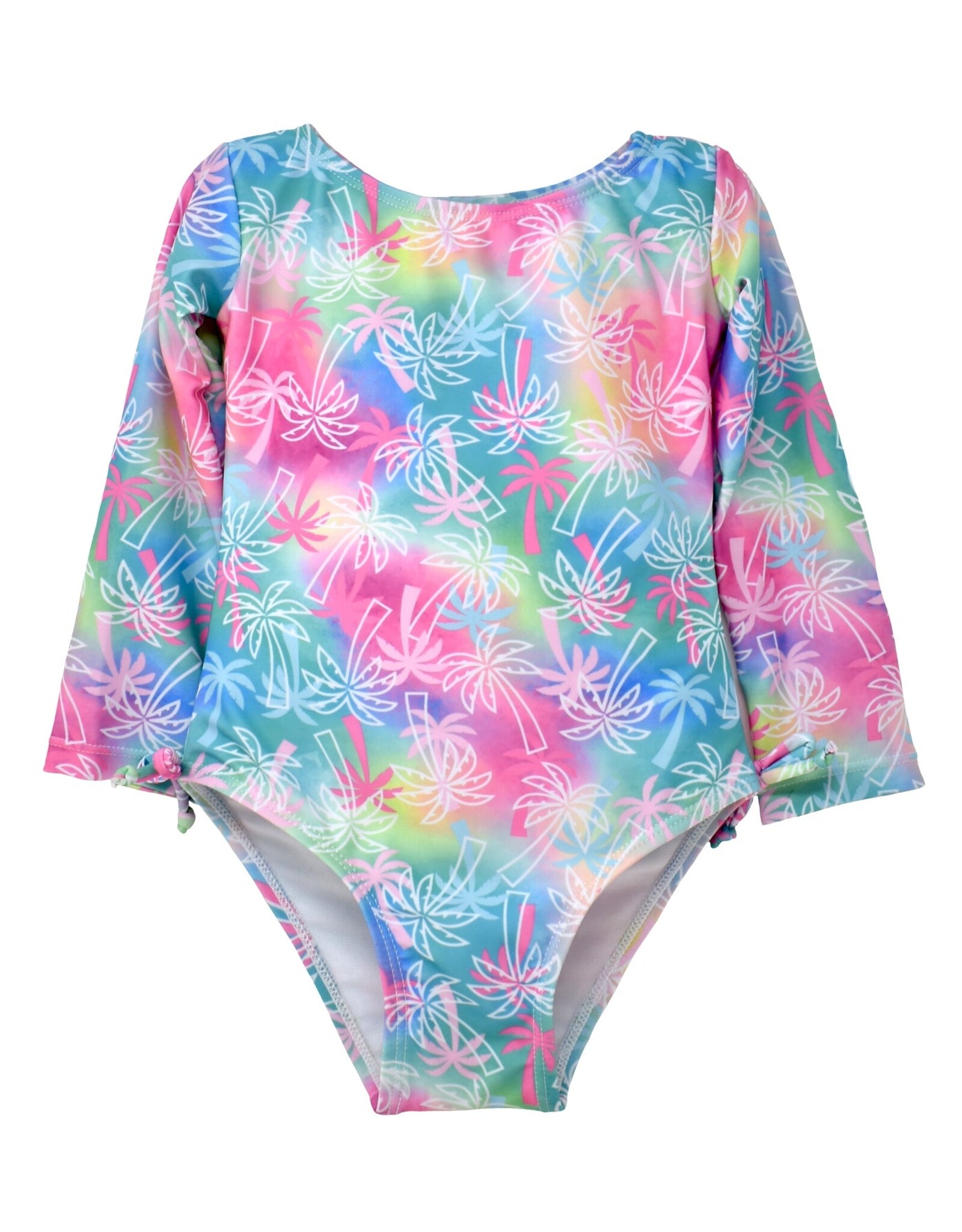 Flap Happy FH Pink Tropical Palms Charlie Rash Guard Swimsuit