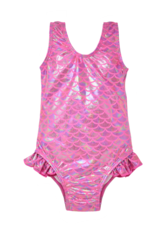 Flap Happy FH Shiny Pink Scales Delaney Ruffle Swimsuit Flap Happy FH Shiny Pink Scales Delaney Ruffle Swimsuit