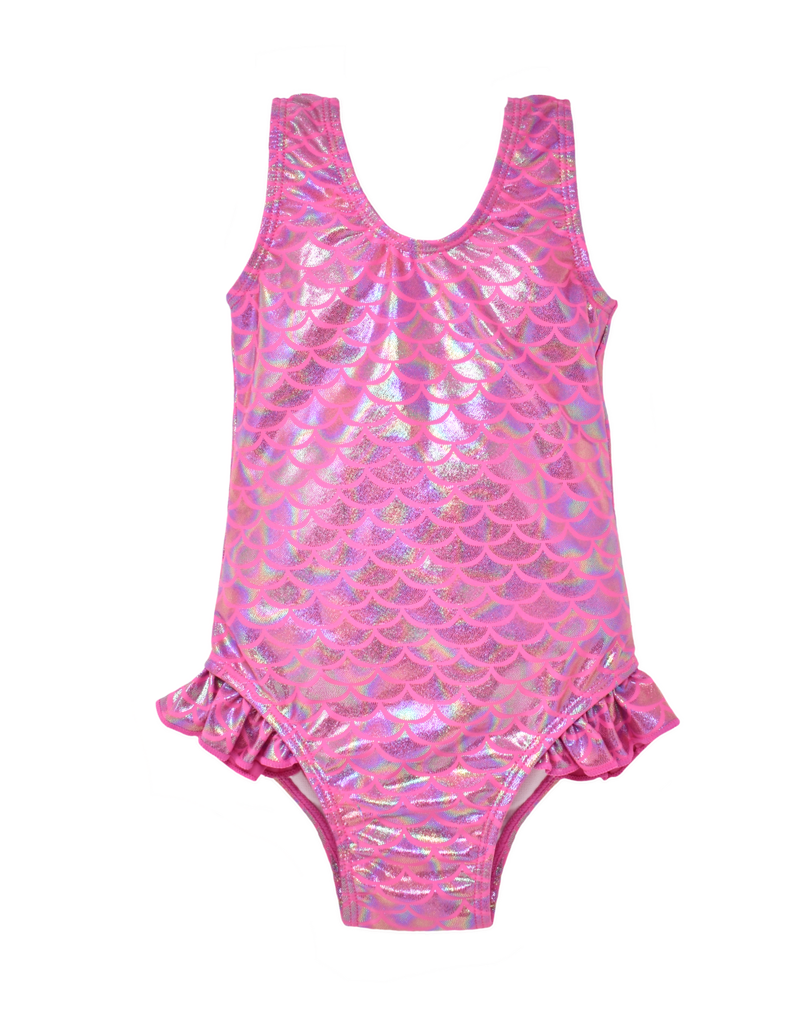 Flap Happy FH Shiny Pink Scales Delaney Ruffle Swimsuit