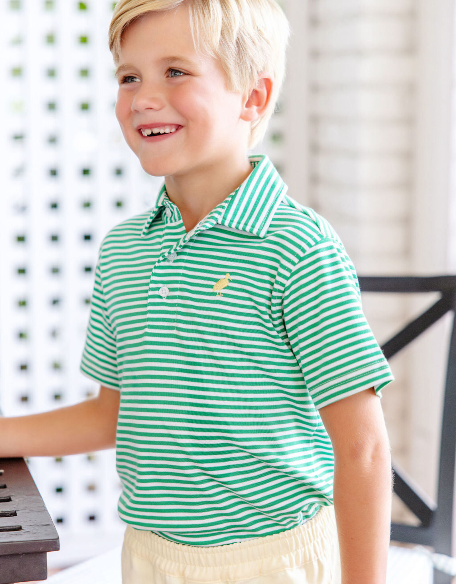 TBBC Prim Proper Polo Kiawah Kelly Green Stripe