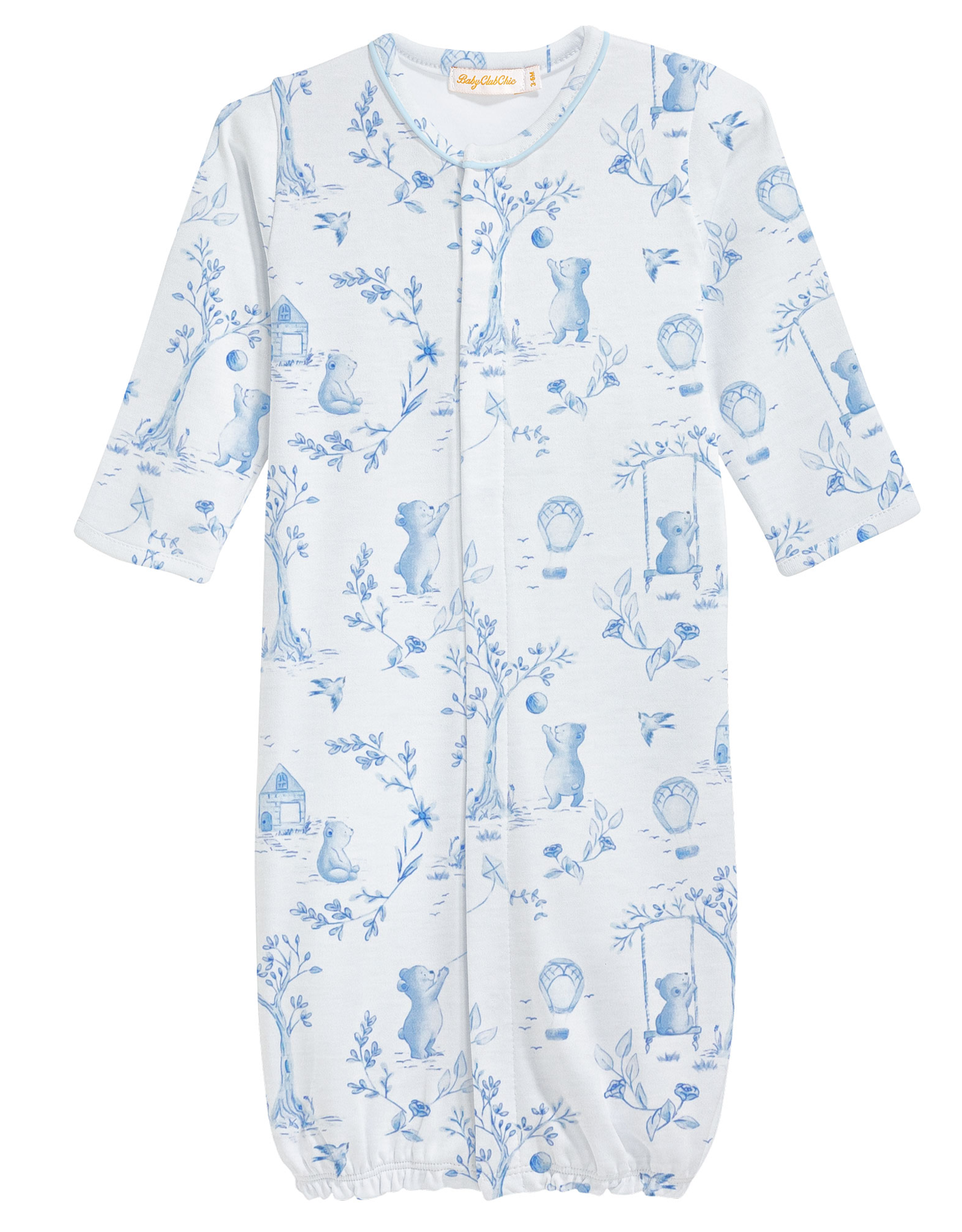 Baby Club Chic BCCS25 Toile de Jouy Converter Gown Blue PIPING