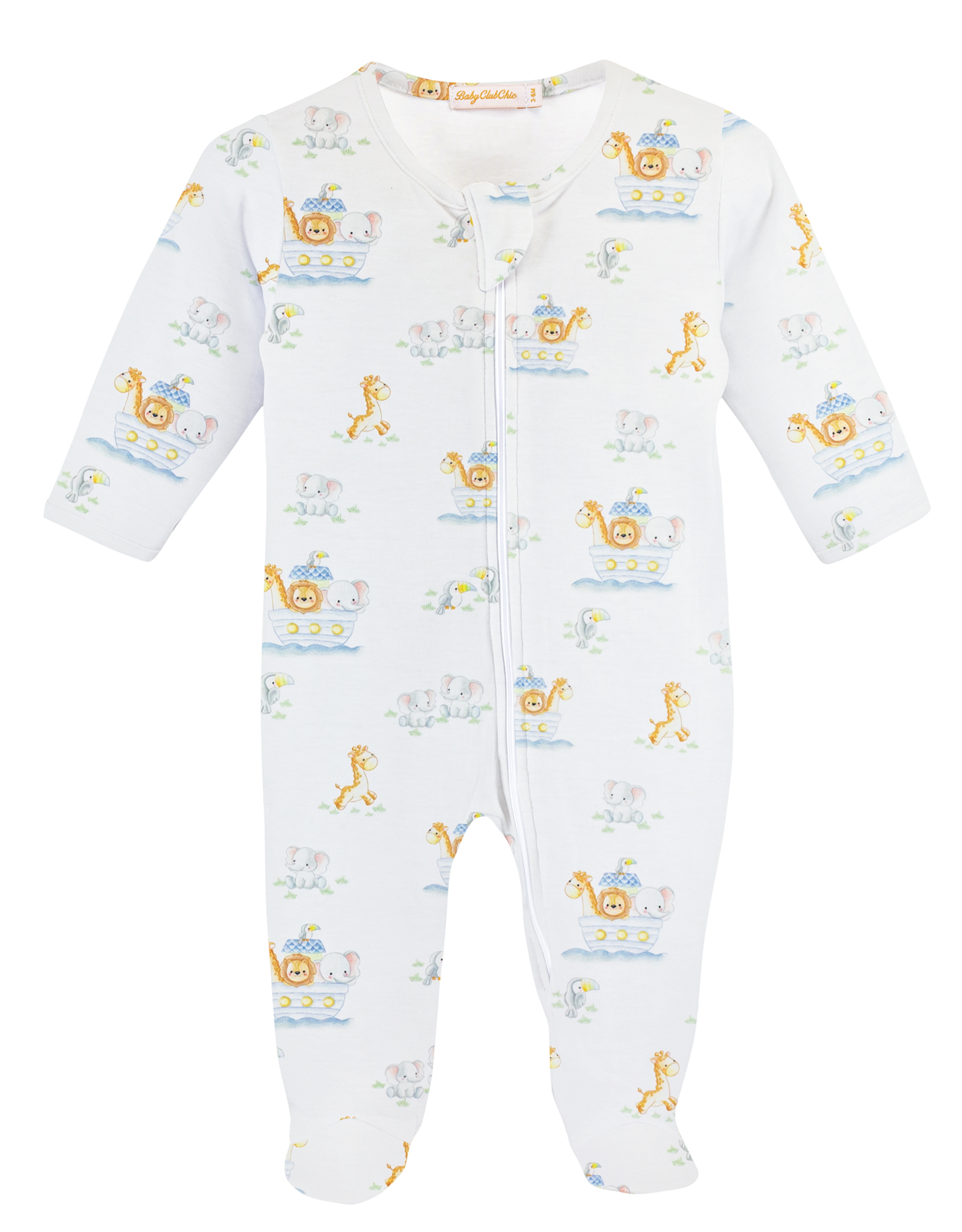 Baby Club Chic BCCS25 Noah's Ark Zip Footie Blue