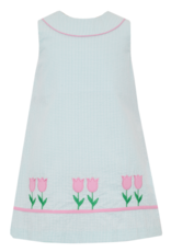 Claire and Charlie 5006D2 Aqua Seersucker Tulip Dress