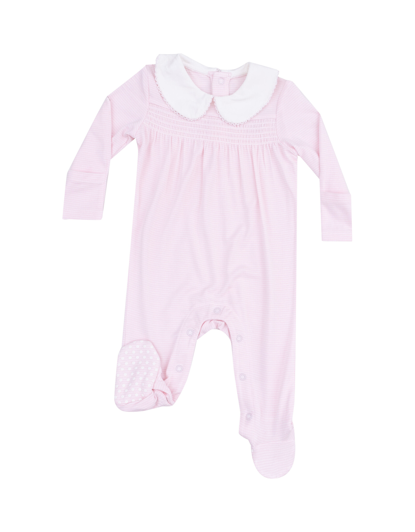 Angel Dear ADS25 Smocked Peter Pan Footie Classic Pink Stripe