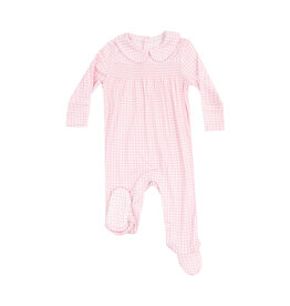 Angel Dear Smocked Peter Pan Footie Pink Mini Gingham