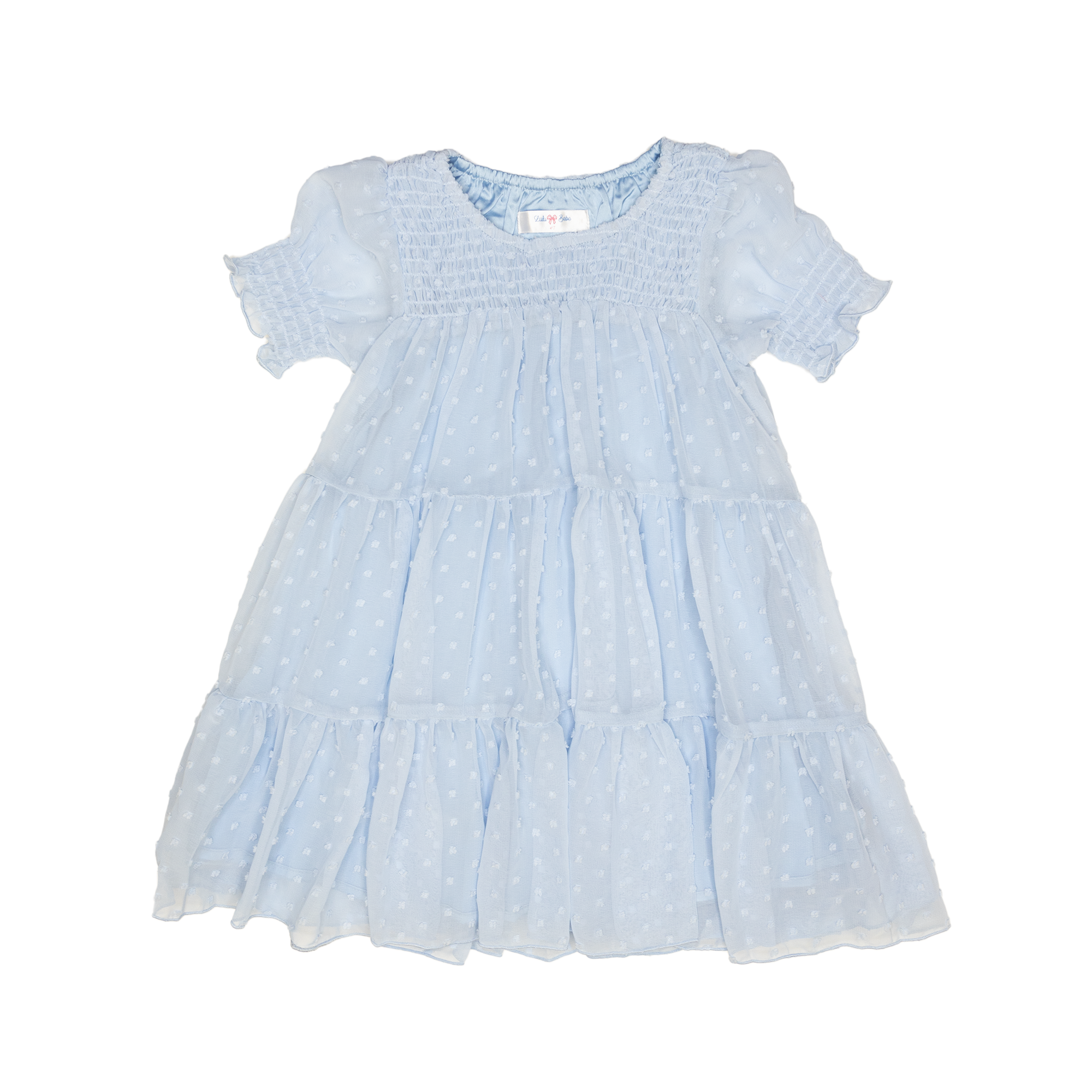 Lulu Bebe LBS25 Tina Blue Ruffle Tier Dress