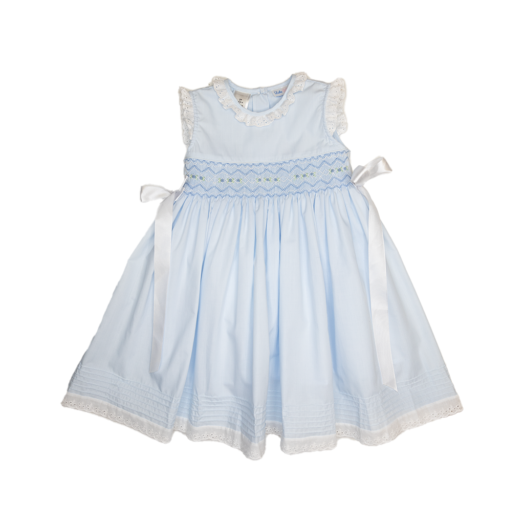 Lulu Bebe LBS24 Gabby Smocked Dress Blue