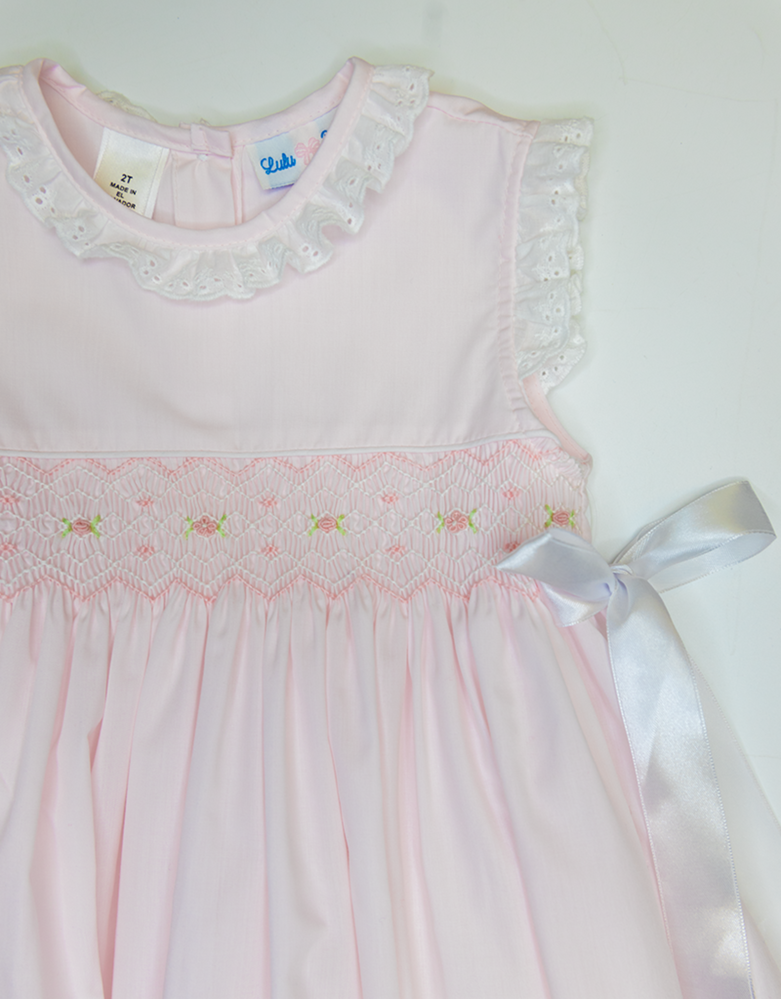 Lulu Bebe LB Gabby Smocked Dress Pink