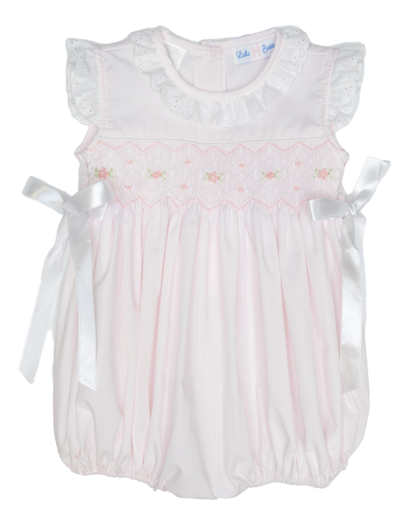 Lulu Bebe LB Rosie Smocked Bubble Pink