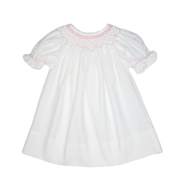 Sweet Dreams Cathy White/Pink Smocked Bishop Dress