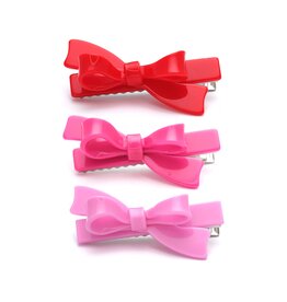 Lilies & Roses Alligator Clips Bows Red Pink