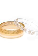 Lilies & Roses LR Bangles Bows White Glitter BR037A-1A